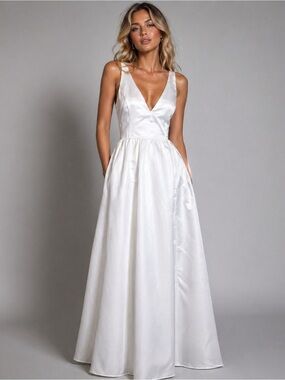 chinese dress ladies Faren Lace Trim Maxi Dress White– Selfie Leslie